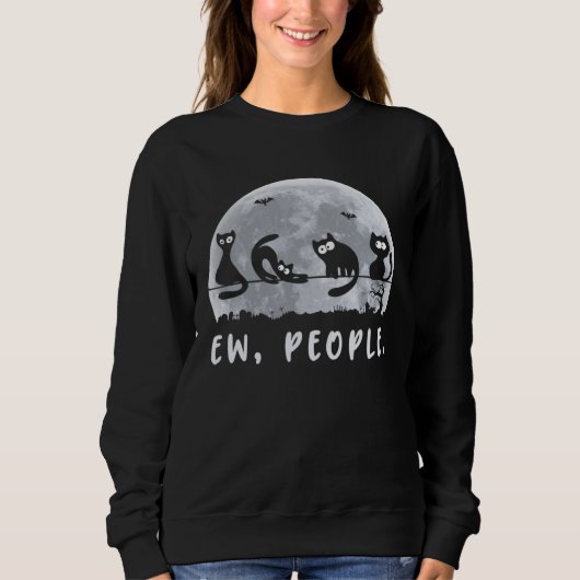 Sweatshirt Ew People  Black Cat Halloween Costume Cute Kitty  (Devant)