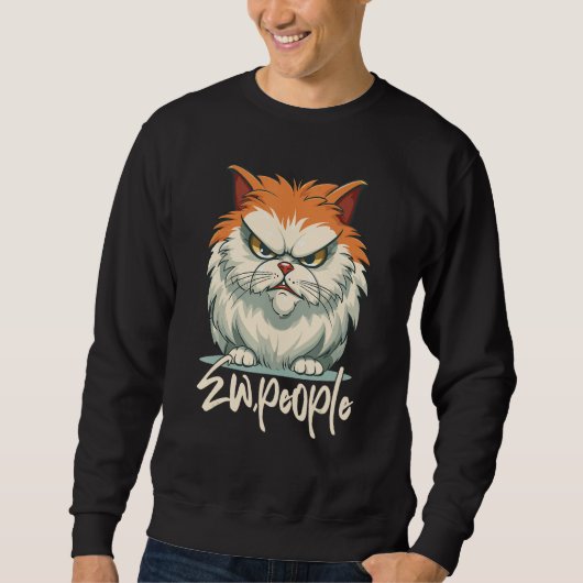 Sweatshirt Ew People Retro Cat  Vintage  Cat (Devant)