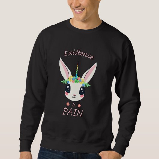 Sweatshirt Existence est douleur Nihiliste Rabbit Rainbow Uni (Devant)