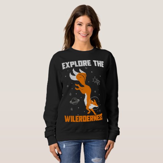 Sweatshirt Explore The Wilderness Space Astronaut Fox (Devant entier)