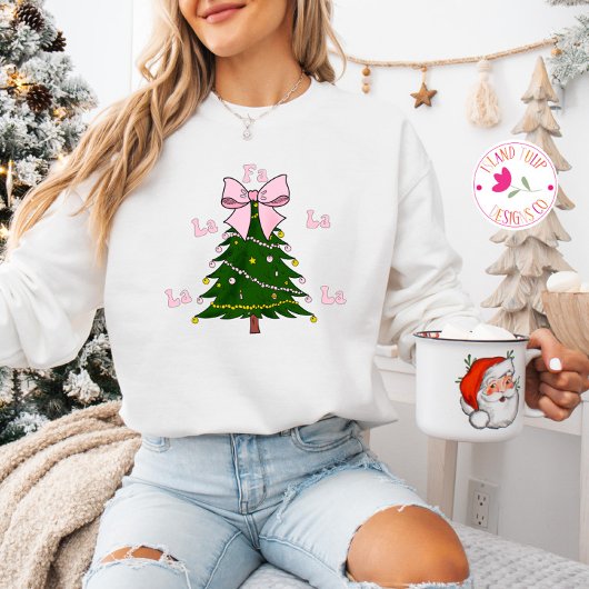 Sweatshirt Fa La Coquette Bois rose Arbre de Noël