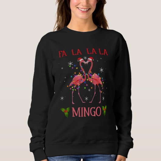 Sweatshirt Fa La La La Mingo Flamingo For Christmas Xmas Paja (Devant)