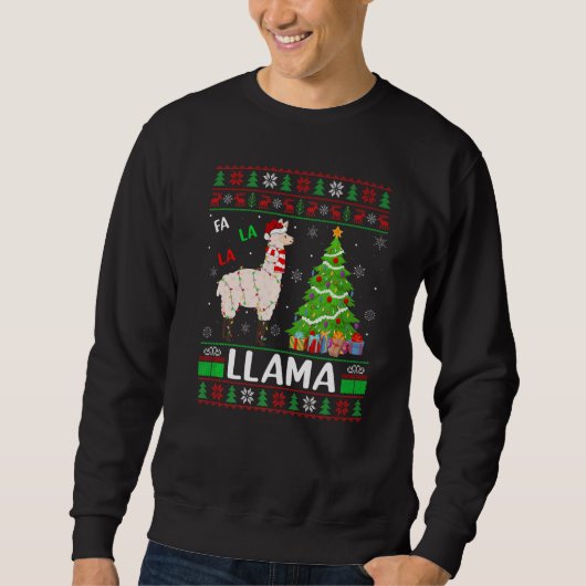 Sweatshirt Fa La La Llama Lighting Xmas Tree Ugly Llama Chris (Devant)