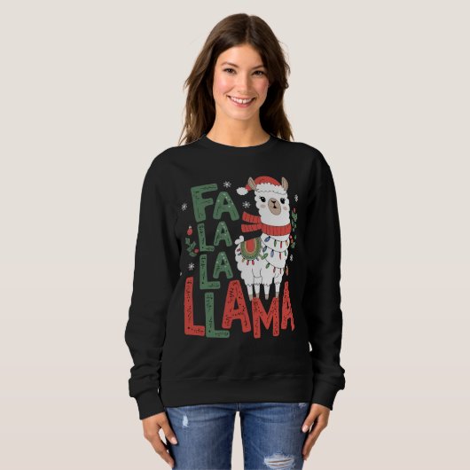 Sweatshirt Fa La La Llama | Llama Lover Noël rétro (Devant entier)