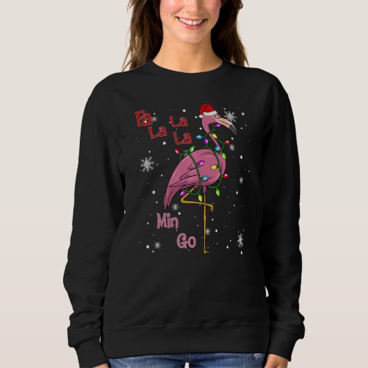 Sweatshirt Fa La La Mingo Flamant rose Correspondant Noël (Devant)