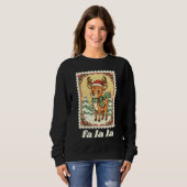 Sweatshirt Fa La La Reindeer Christmas Postage Stamp (Devant entier)