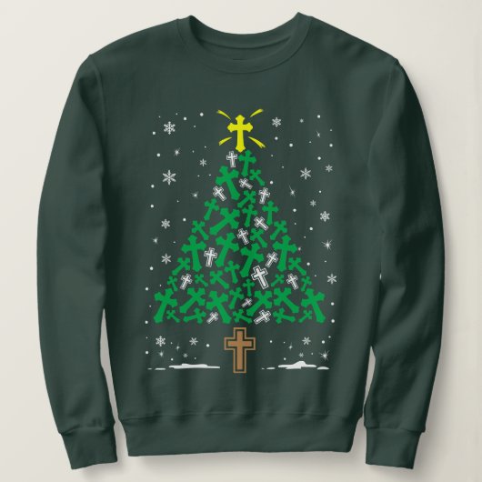 Sweatshirt Fa La Mingo Flamant rose Noël Arbre Lumière Déco (Design devant)