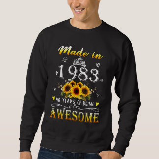 Sweatshirt Fabriqué En 1983 Tournesol 40E B-Jour 40 Ans De Be