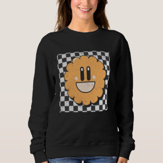 Sweatshirt Face Joyeuse Retro À damiers visage souriant Motif