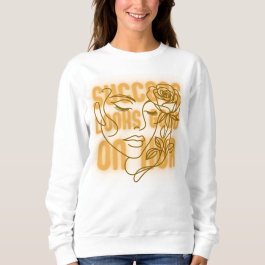Sweatshirt Face Line Art Femmes Citations d'autonomisation Ja (Devant)