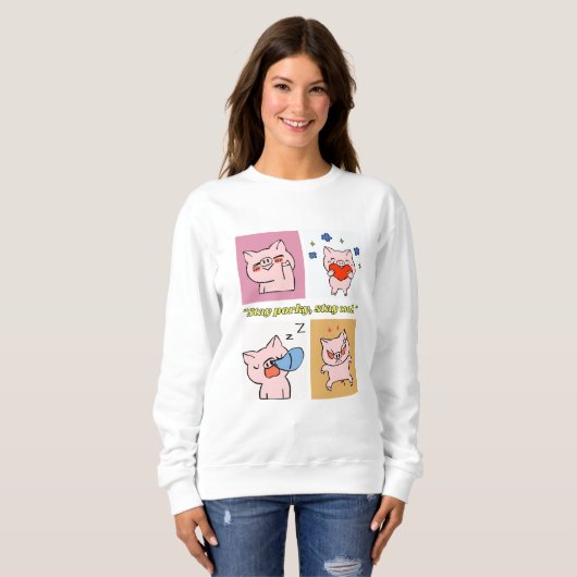 Sweatshirt faces de devis de porc (Devant entier)