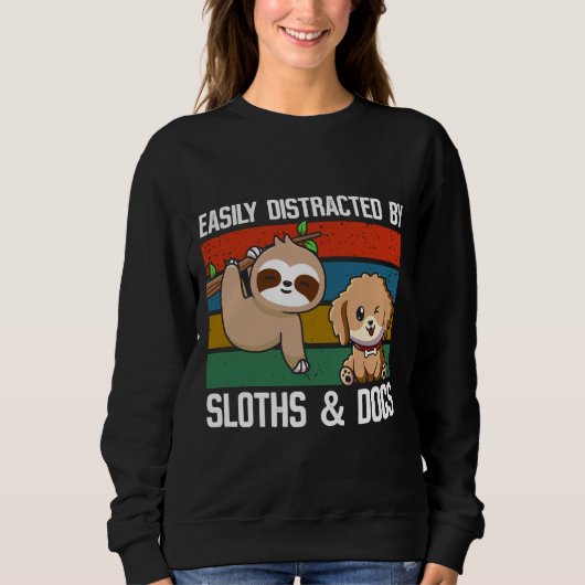 Sweatshirt Facilement Distraire Par Sloth Et Chien (Devant)