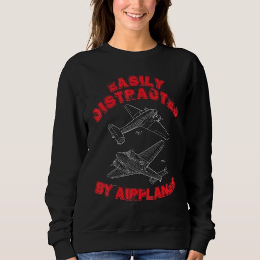 Sweatshirt Facilement Distrait Par Avion Avion Avion Avion (Devant)