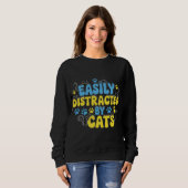 Sweatshirt Facilement Distrait par les Chats (Devant entier)