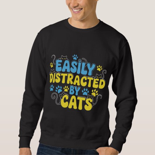 Sweatshirt Facilement Distrait par les Chats (Devant)