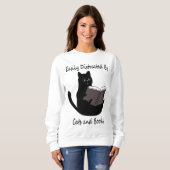 Sweatshirt Facilement Distrait Par Les Chats Et Les Livres, J (Devant entier)