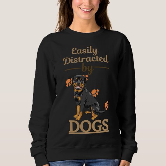Sweatshirt Facilement Distrait Par Les Chiens Rottweiler (Devant)