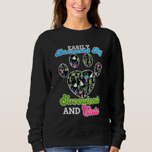Sweatshirt Facilement Distrait Par Les Plantes Et Les Chats P