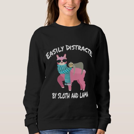 Sweatshirt Facilement Distrait Par Sloth Et Lama (Devant)
