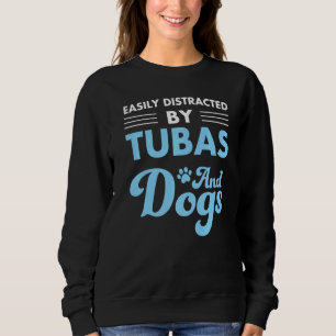 Sweatshirt Facilement Distrait Par Tubas Et Chiens Drôle-Chie
