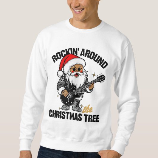 Sweatshirt Faire du Rock autour du sapin de Noël (Devant)