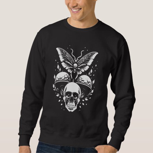 Sweatshirt Fairycore Mushroom Skulls Aesthetic Butterfly dark (Devant)