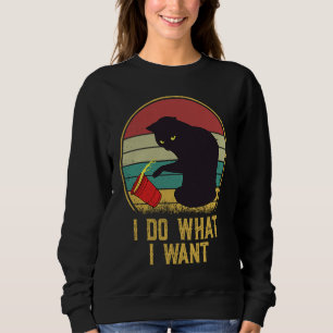 Sweatshirt Fais ce que je veux Vintage Chat Noir Tasse Rouge