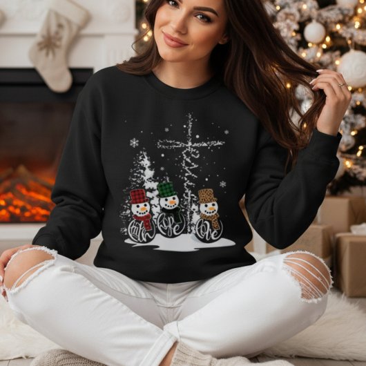 Sweatshirt Faith Hope Love Snowmen Christmas