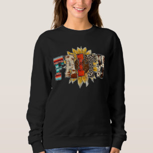 Sweatshirt Faith Sunflower Cross Christian Jesus Leopard West