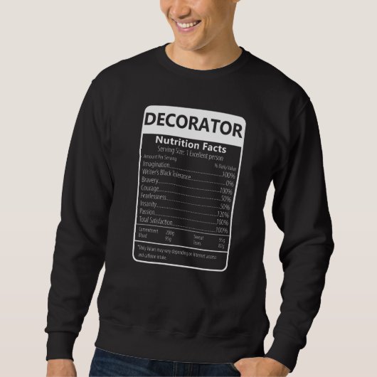 Sweatshirt Faits nutritionnels de décorateur Graphique sarcas (Devant)