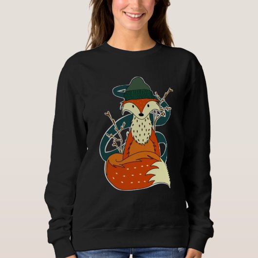 Sweatshirt Fall Autumn Fox Animal Woodland Creature Cozy Hat (Devant)