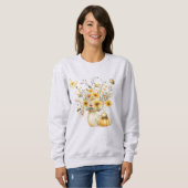 Sweatshirt Fall Floral Arrangement, Pumpkin, Bumble Bees (Devant entier)
