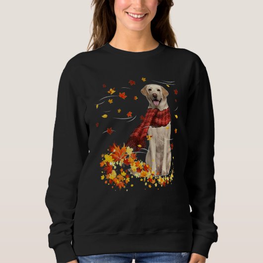Sweatshirt Fall Scarf  Labrador Dog Autumn Falling Leaves (Devant)