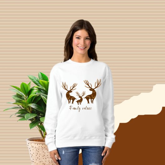 Sweatshirt Famille de cerfs Brown