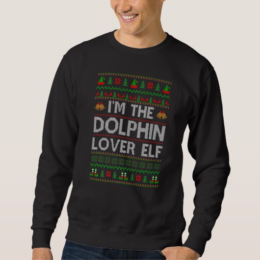 Sweatshirt Famille Matching Ugly Je suis Le Dolphin Elf Noël (Devant)