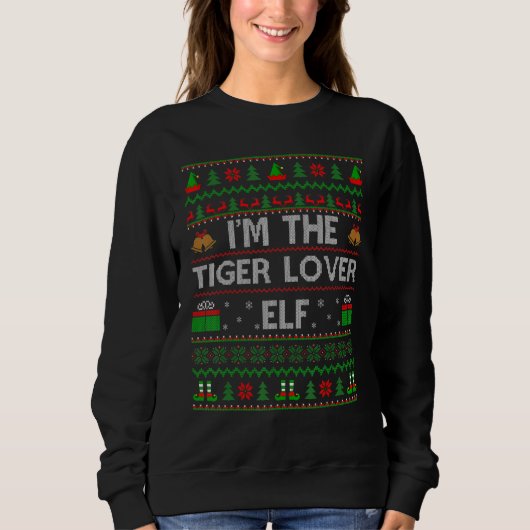 Sweatshirt Famille Matching Ugly Je suis Le Tiger Elf Noël (Devant)