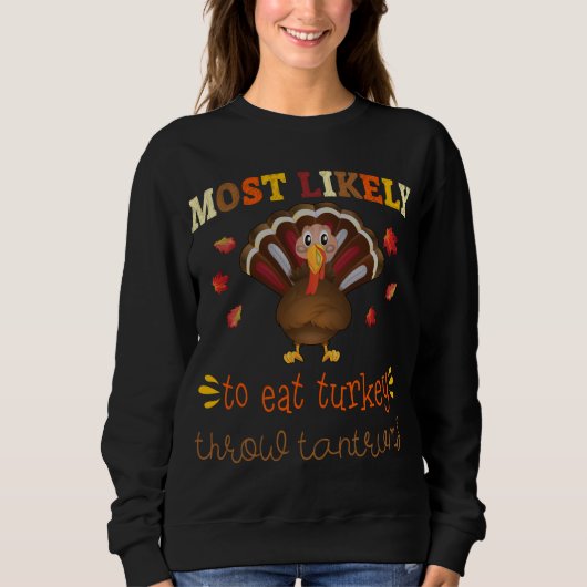 Sweatshirt Famille Thanksgiving Les plus susceptibles de mang (Devant)