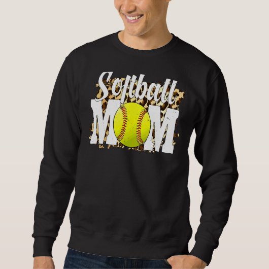 Sweatshirt Fans de softball Leopard Femmes Softball Maman Mèr (Devant)