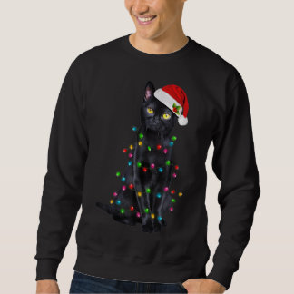 Sweatshirt Fantaisie Chat lumières de Noël Santa Hat Chat Noi