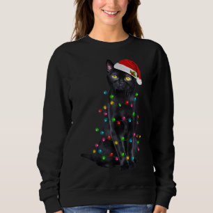 Sweatshirt Fantaisie Chat lumières de Noël Santa Hat Chat Noi