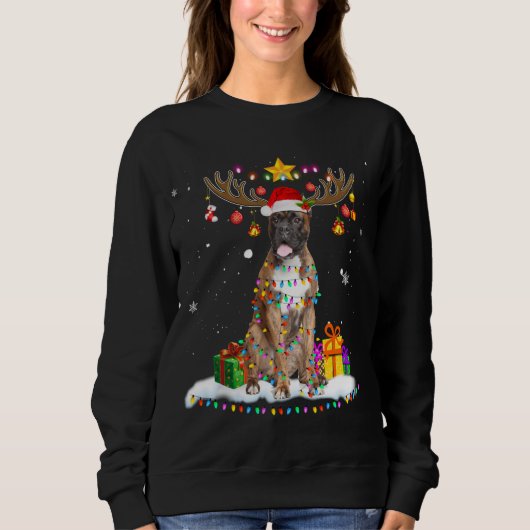 Sweatshirt Fantaisie Chien de Noël Reindeer Lumière de Noël (Devant)