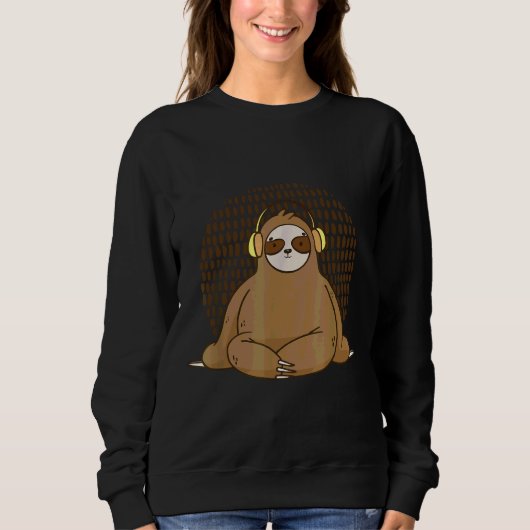 Sweatshirt Fantaisie Écouter À Musique Mignonne Sloth (Devant)