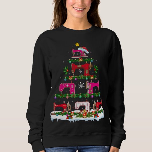 Sweatshirt Fantastique éclairage de Noël Machine à coudre Arb (Devant)
