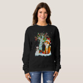 Sweatshirt Fantastique Fox Xmas Arbre Éclairage Santa Hat Fox (Devant entier)
