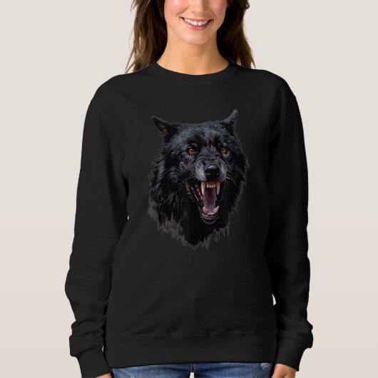 Sweatshirt Fantasy Angry Wolf Motif Illustration Wolf (Devant)