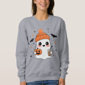 Sweatshirt Fantôme d'Halloween avec café glacé (Devant)