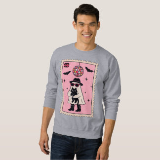 Sweatshirt Fantôme Disco Rétro avec Stand Halloween Chat Noir