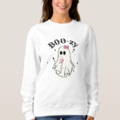 Sweatshirt Fantôme Mignon de Halloween Buvant du Vin (Devant)