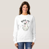 Sweatshirt Fantôme Mignon de Halloween Buvant du Vin (Devant entier)
