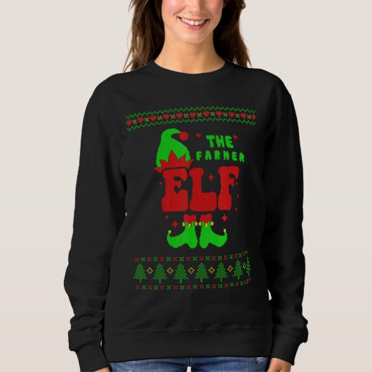 Sweatshirt Farmer Elf Famille Correspondant Douce moche Noël (Devant)